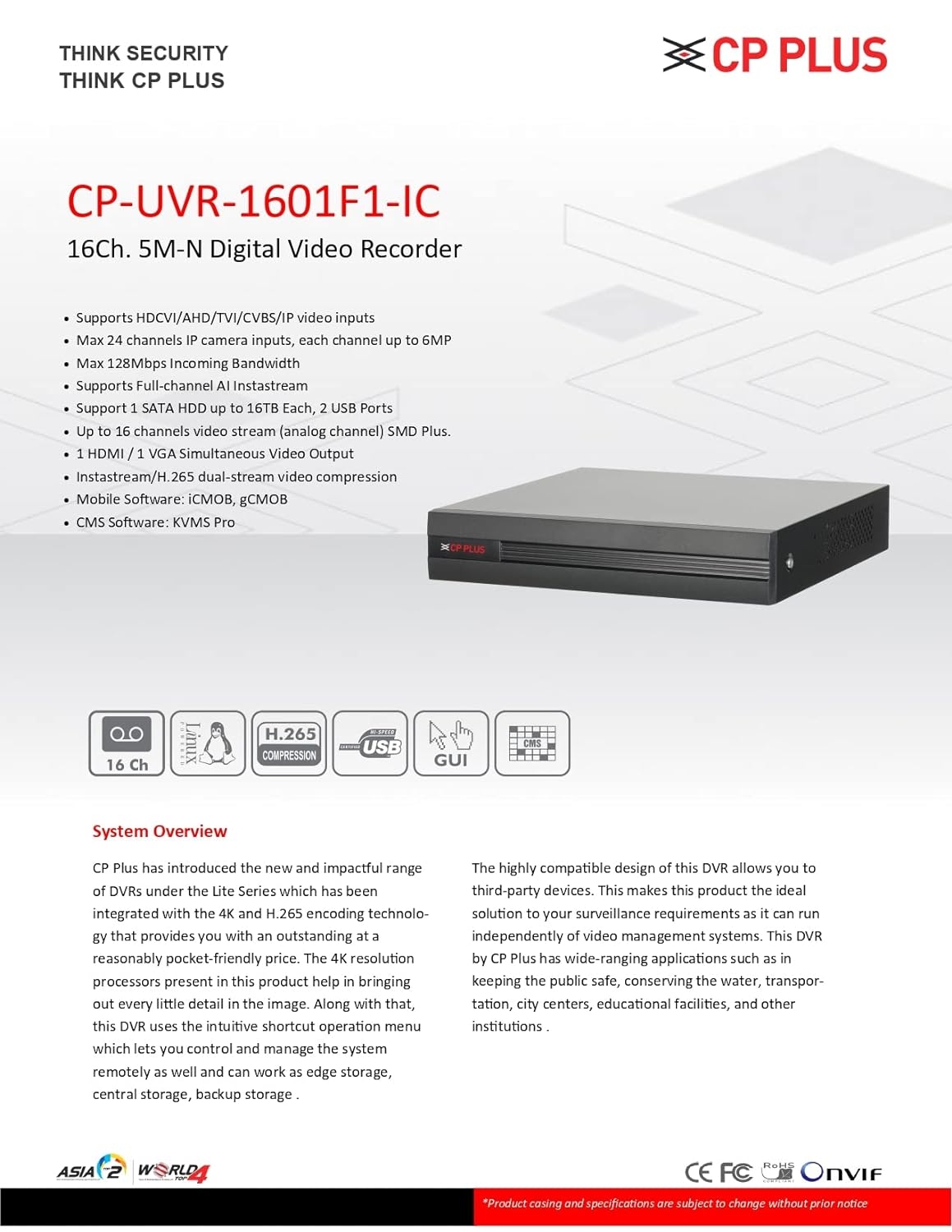 16 channel cp shops plus dvr